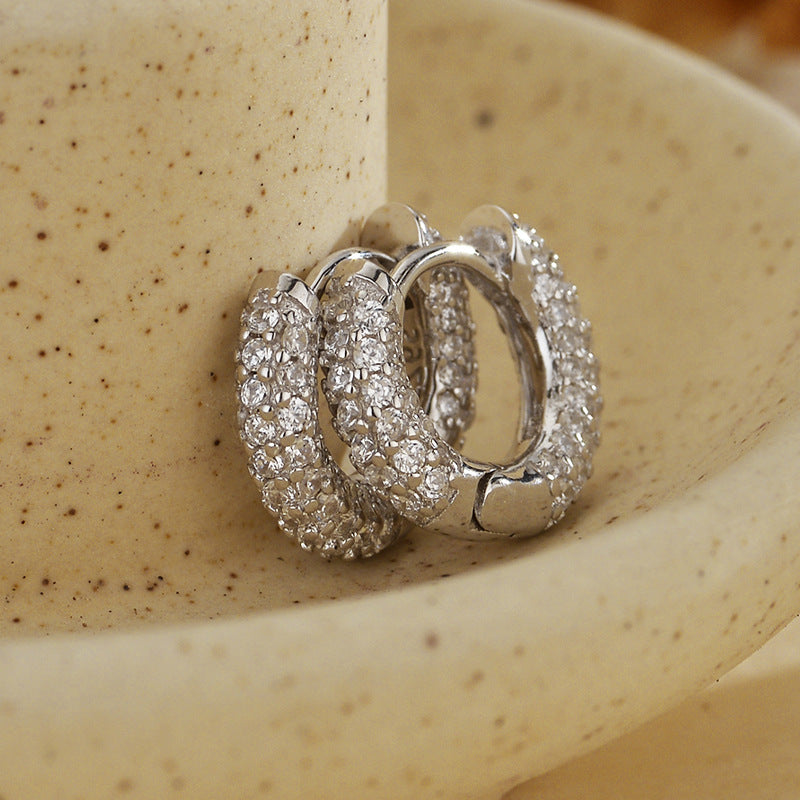 JUSSAN Pave Hoop Sterling Silver Earrings