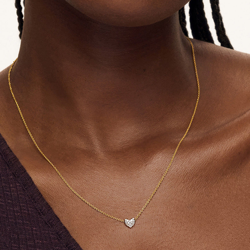JUSSAN Heart Pave Sterling Silver Necklace