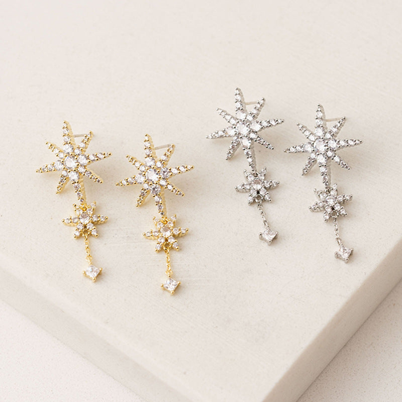 JUSSAN Star Pave Luxe Sterling Silver Earrings