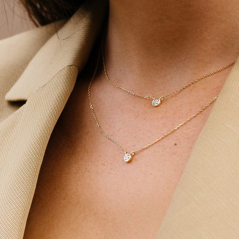 JUSSAN Pave Pendant Sterling Silver Necklace