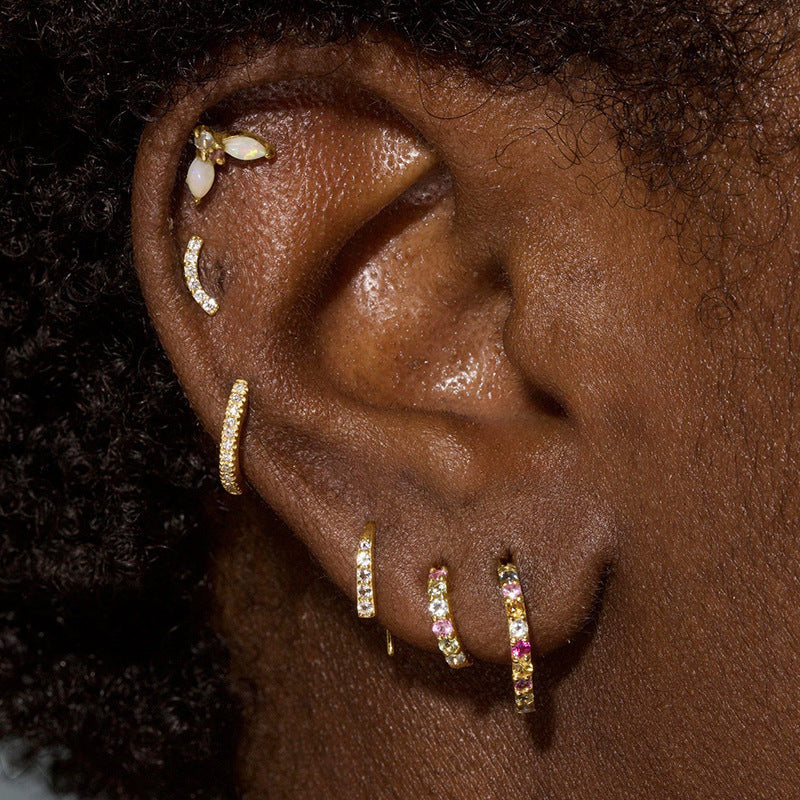 JUSSAN Pave Hoop Luxe Sterling Silver Earrings