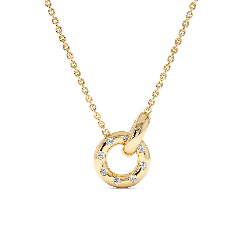 JUSSAN Pave Hoop Minimal Sterling Silver Necklace