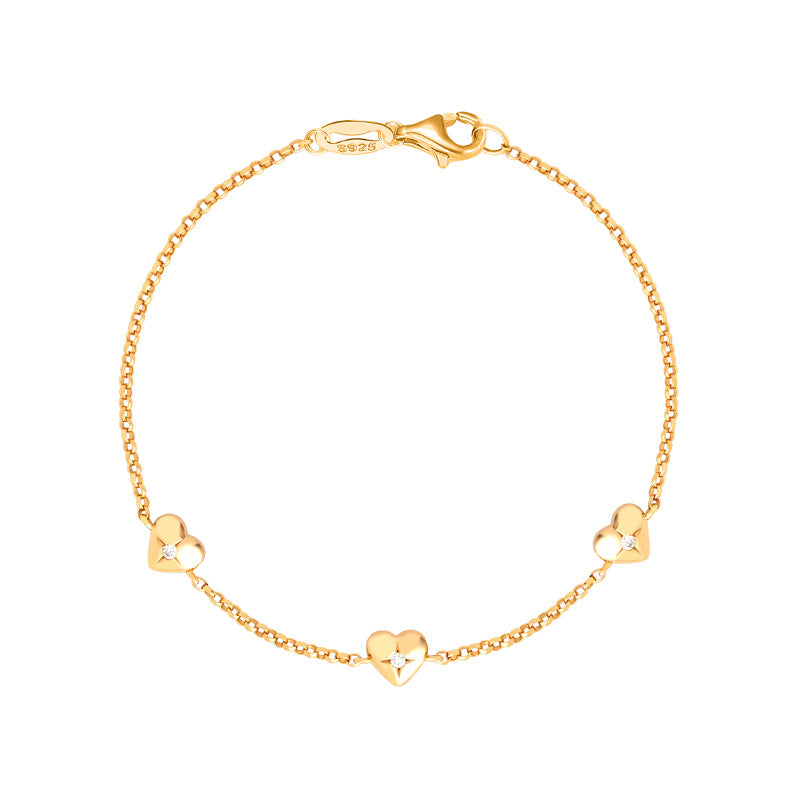 JUSSAN Heart Pave Minimal Sterling Silver Bracelet