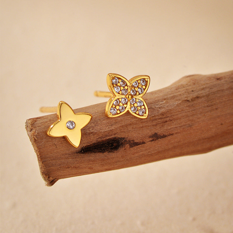 JUSSAN Clover Floral Pave Sterling Silver Earrings