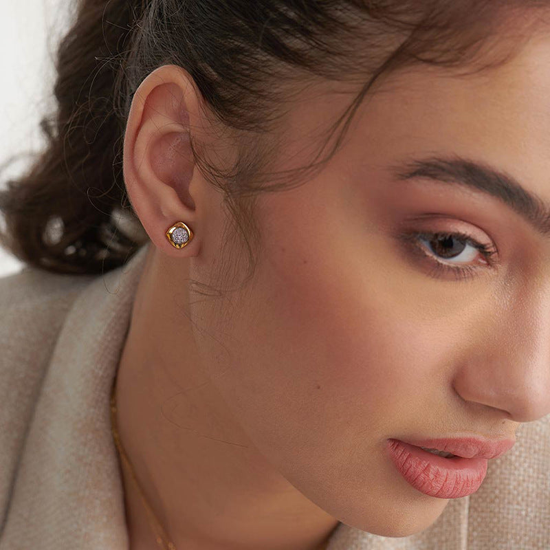 JUSSAN Pave Minimal Luxe Sterling Silver Earrings