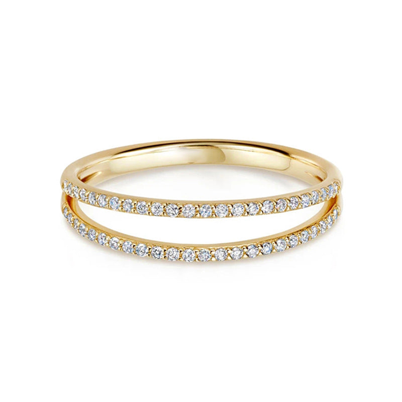JUSSAN Pave Minimal Sterling Silver Ring
