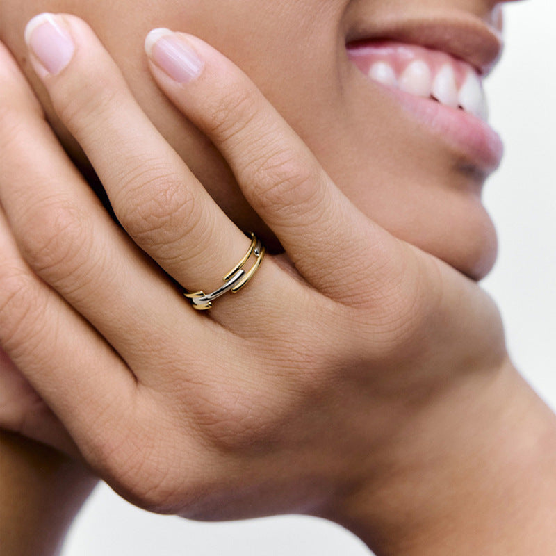 JUSSAN Crossline Hoop Sterling Silver Ring