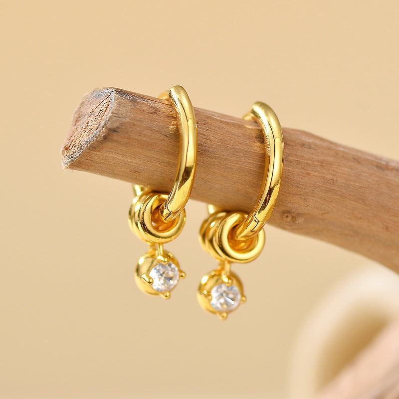 JUSSAN Pave Hoop Sterling Silver Earrings
