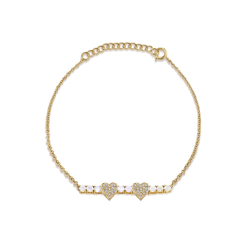 JUSSAN Heart Pave Minimal Sterling Silver Bracelet