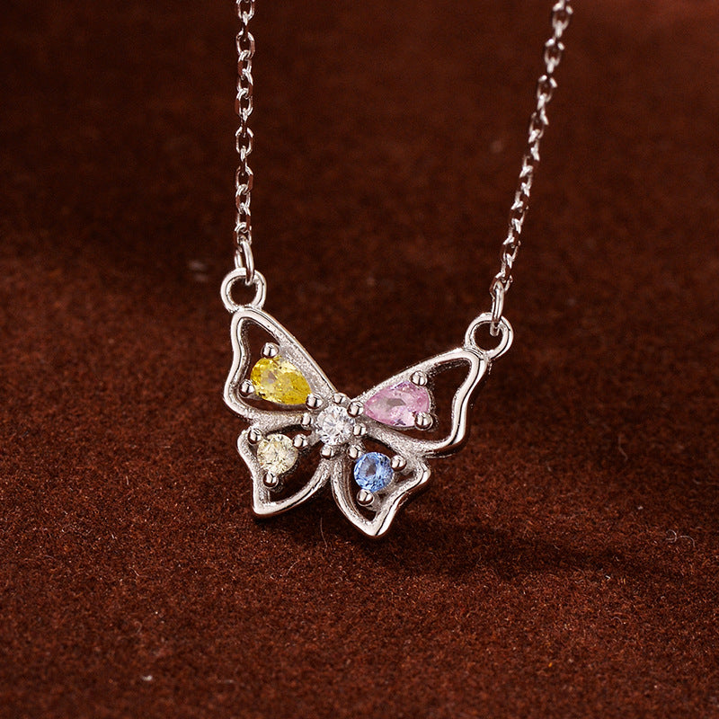 JUSSAN Butterfly Pave Sterling Silver Necklace