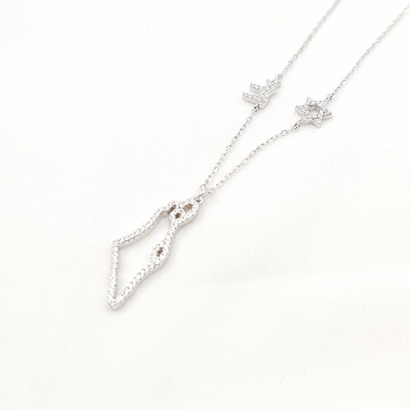 JUSSAN Star Geometric Pave Sterling Silver Necklace