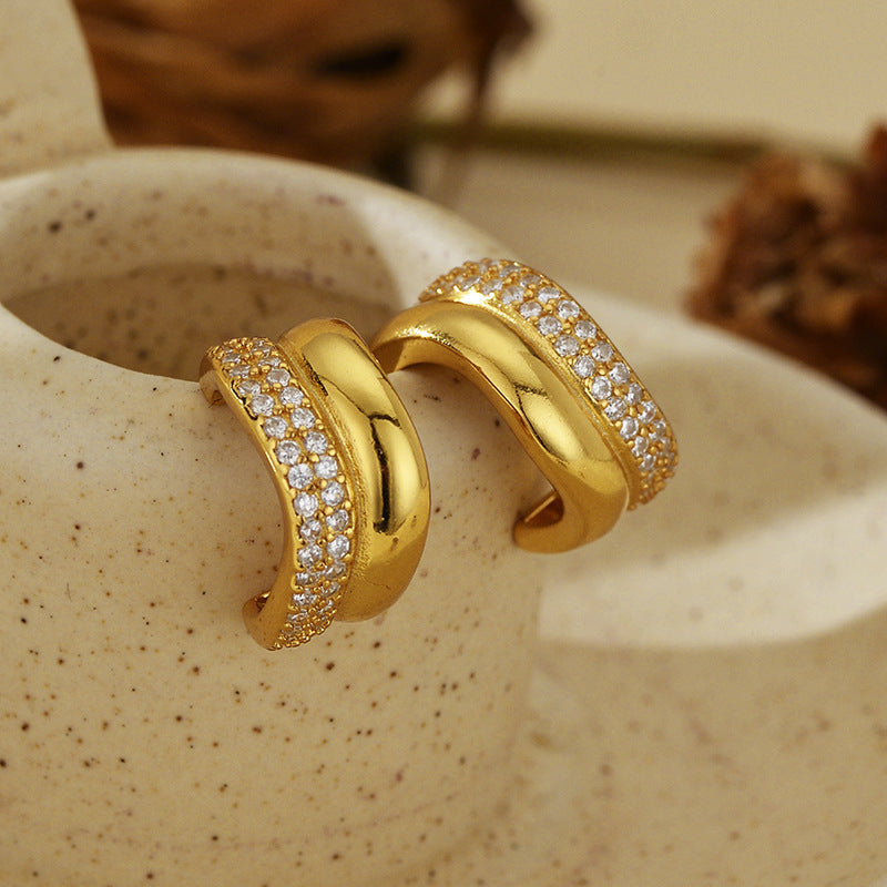 JUSSAN Geometric Pave Luxe Sterling Silver Earrings