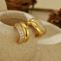 JUSSAN Geometric Pave Luxe Sterling Silver Earrings