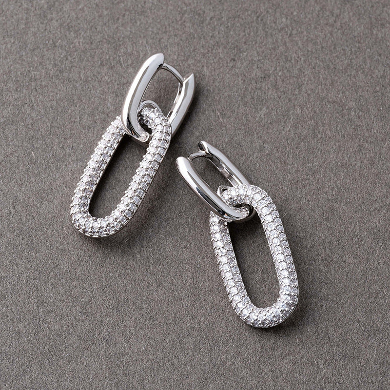 JUSSAN Pave Ear Cuff Sterling Silver Earrings