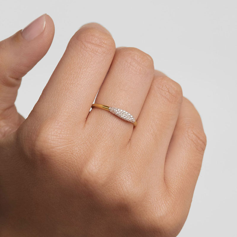JUSSAN Pave Minimal Sterling Silver Ring