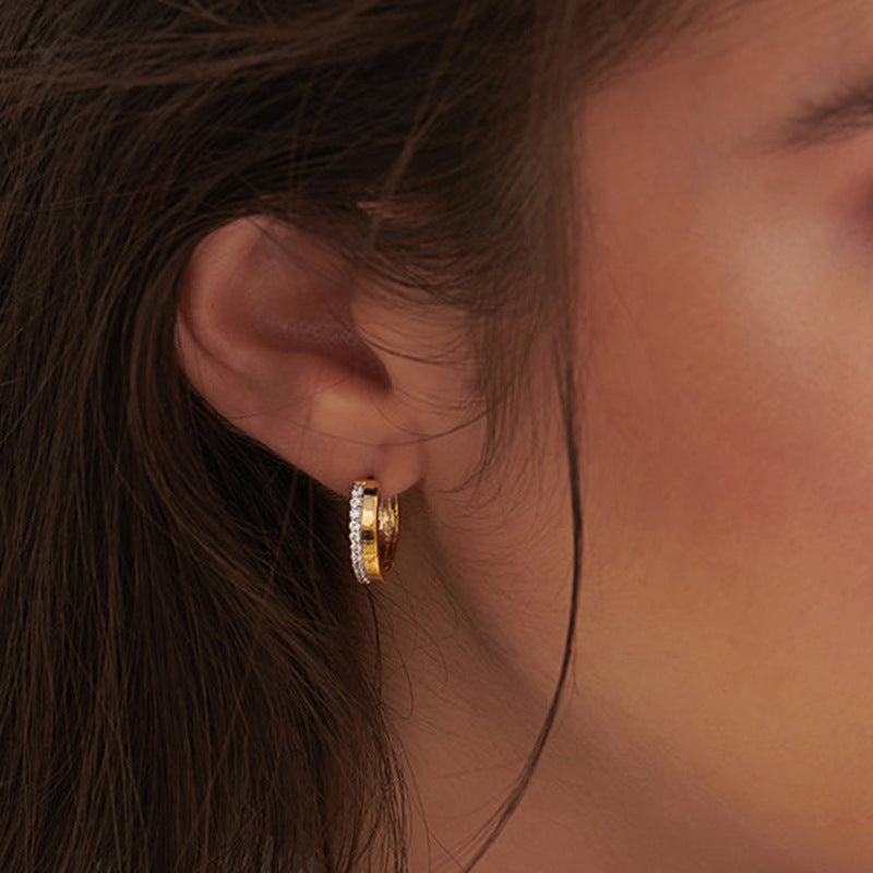 JUSSAN Pave Minimal Luxe Sterling Silver Earrings