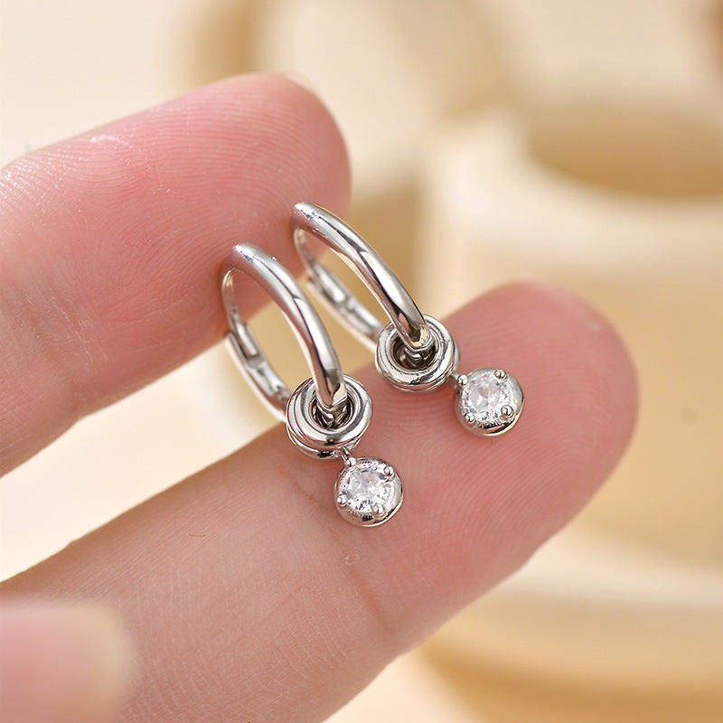 JUSSAN Pave Hoop Sterling Silver Earrings