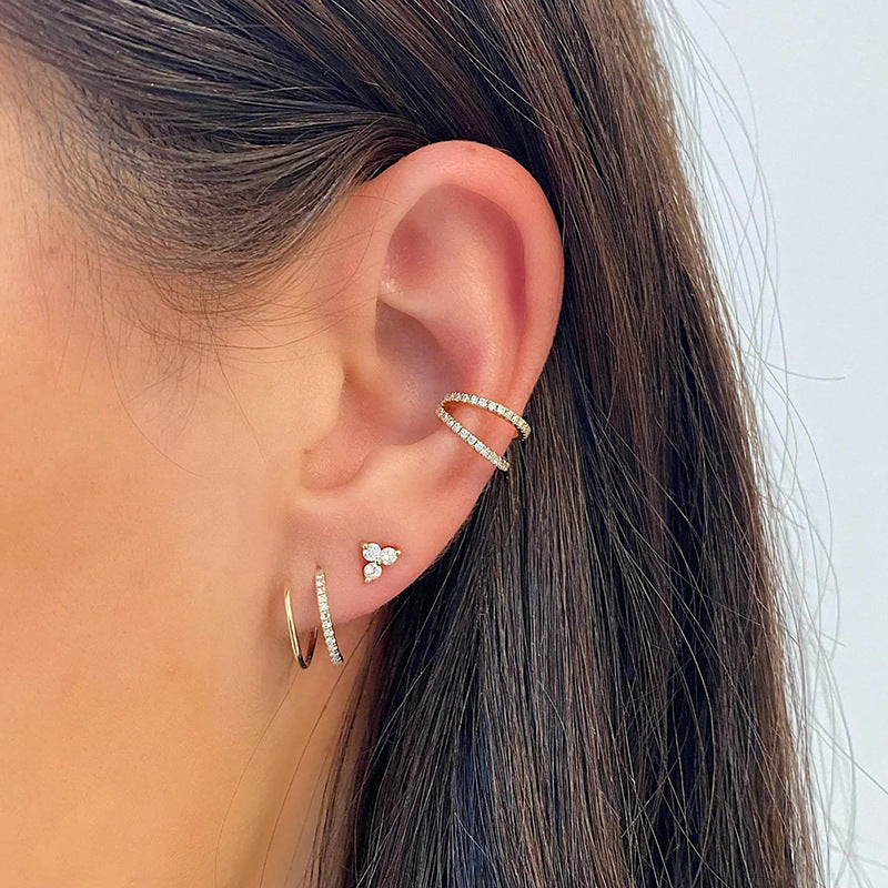JUSSAN Geometric Pave Luxe Sterling Silver Earrings