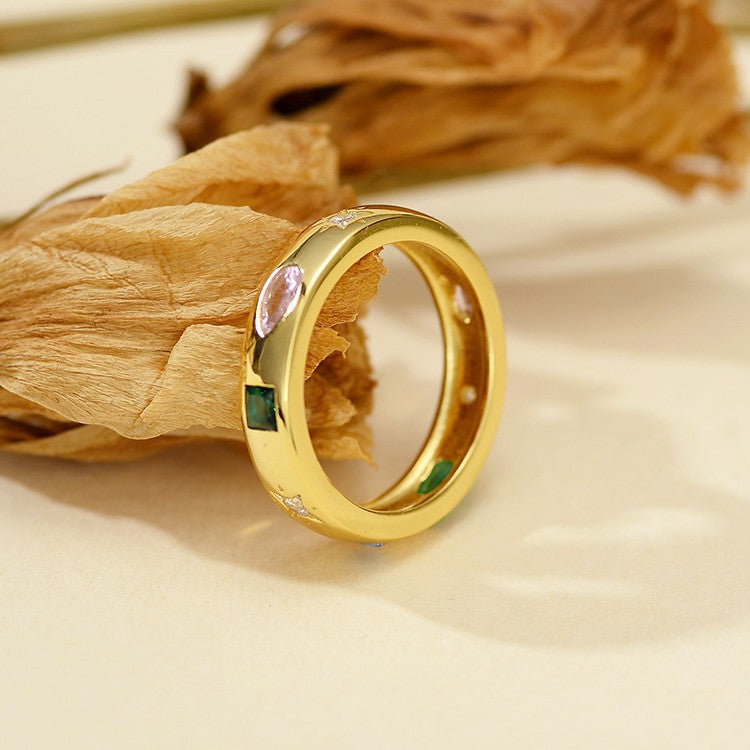 JUSSAN Teardrop Geometric Pave Sterling Silver Ring