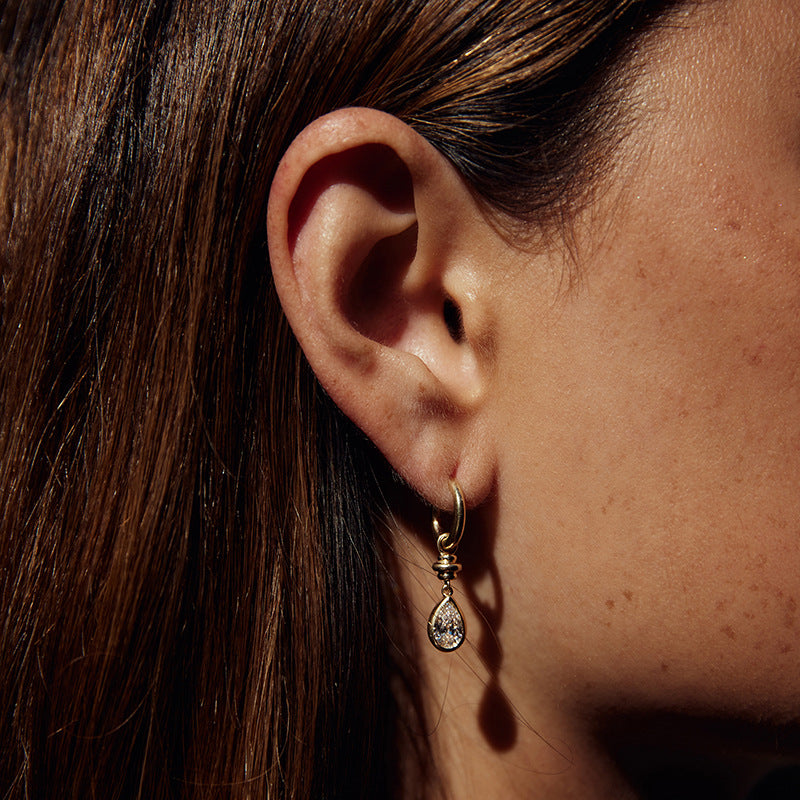 JUSSAN Teardrop Pave Sterling Silver Earrings