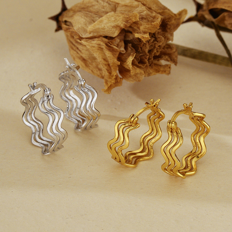 JUSSAN Wave Ear Cuff Sterling Silver Earrings