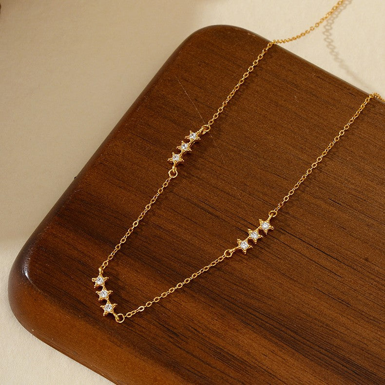 JUSSAN Star Pave Luxe Sterling Silver Necklace