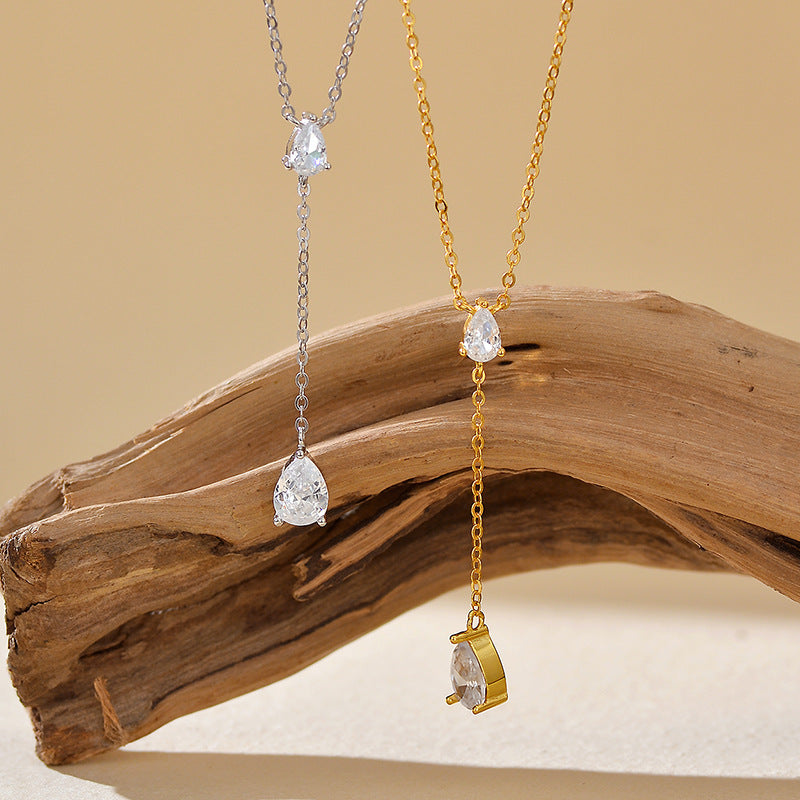 JUSSAN Teardrop Pave Luxe Sterling Silver Necklace