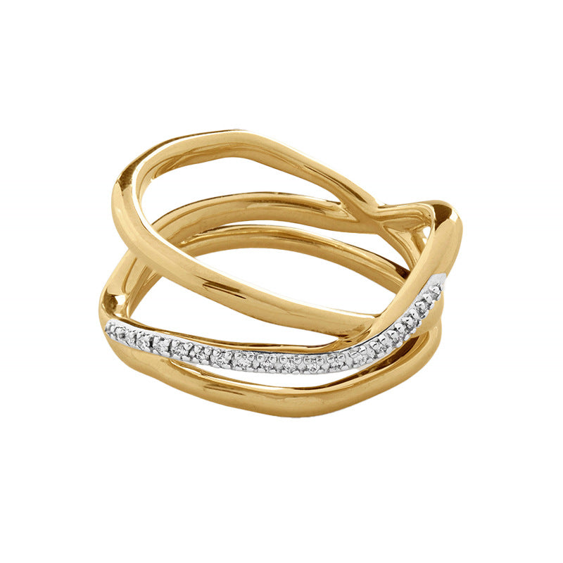 JUSSAN Cross Geometric Pave Sterling Silver Ring