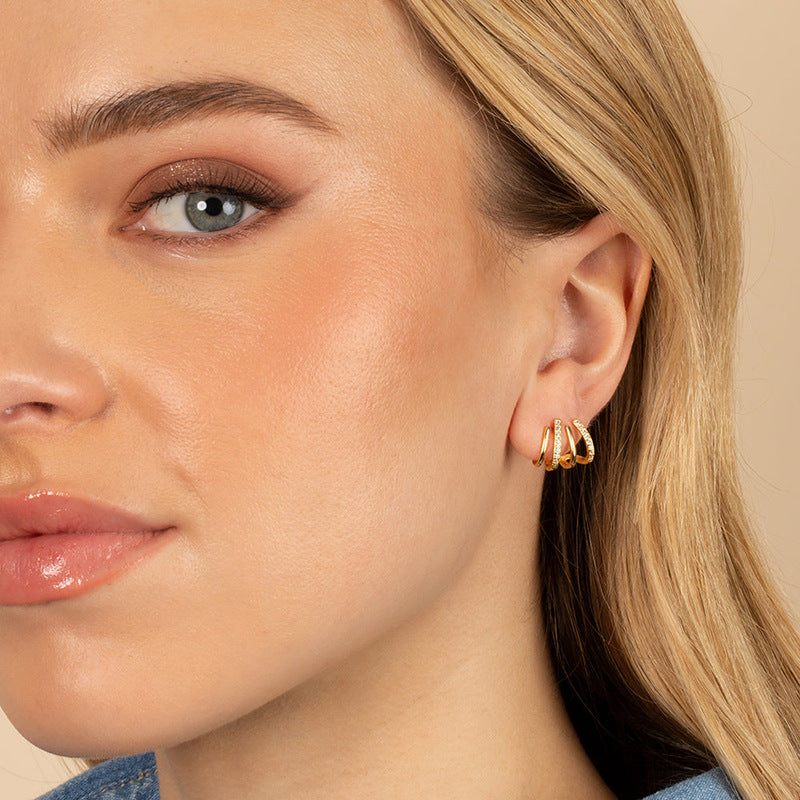 JUSSAN Pave Minimal Luxe Sterling Silver Earrings