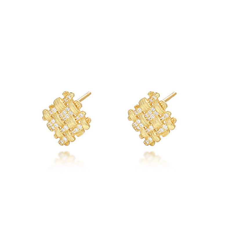 JUSSAN Geometric Pave Luxe Sterling Silver Earrings