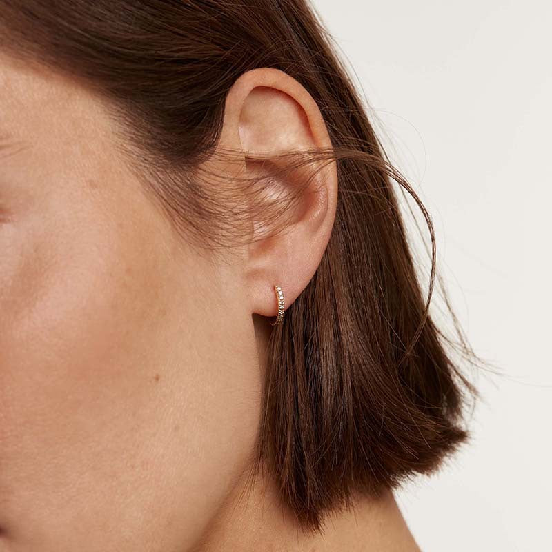 JUSSAN Pave Minimal Luxe Sterling Silver Earrings