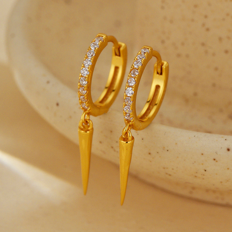 JUSSAN Pave Hoop Sterling Silver Earrings