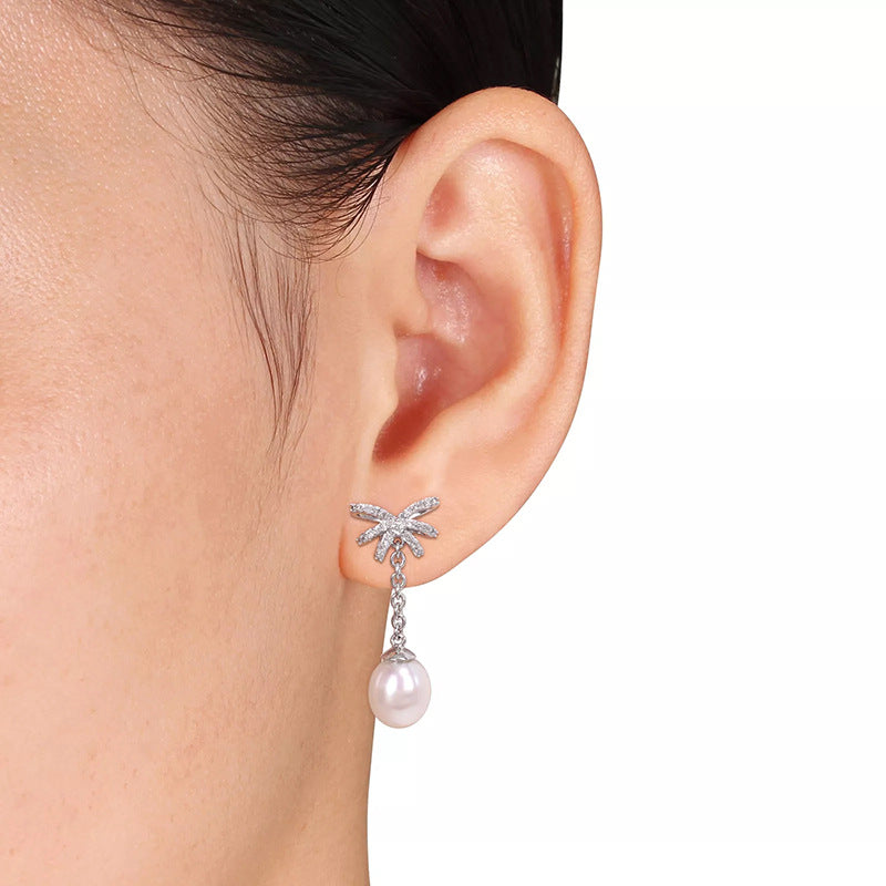 JUSSAN Butterfly Pave Sterling Silver Earrings