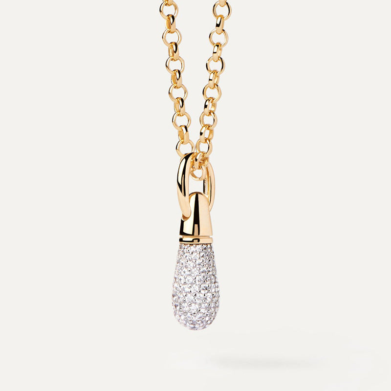 JUSSAN Teardrop Pave Pendant Sterling Silver Necklace