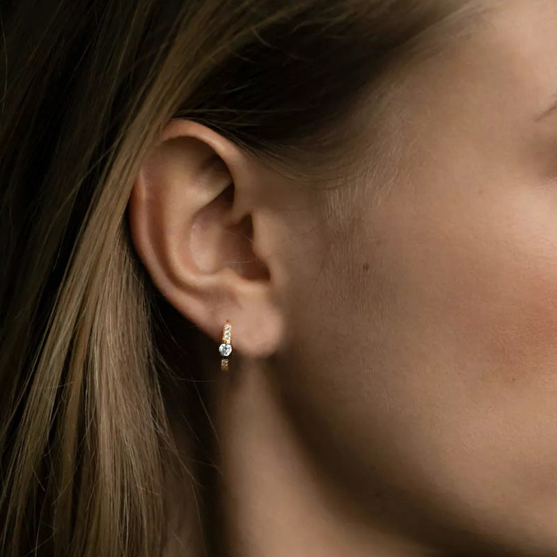 JUSSAN Pave Ear Cuff Sterling Silver Earrings