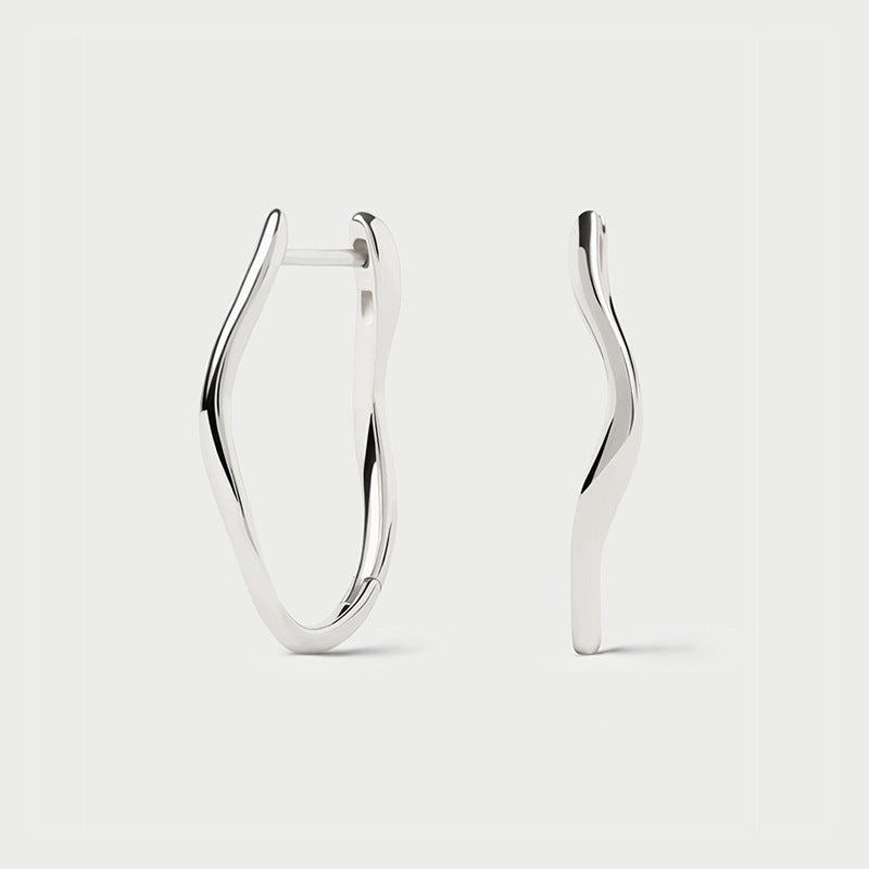 JUSSAN Geometric Hoop Luxe Sterling Silver Earrings