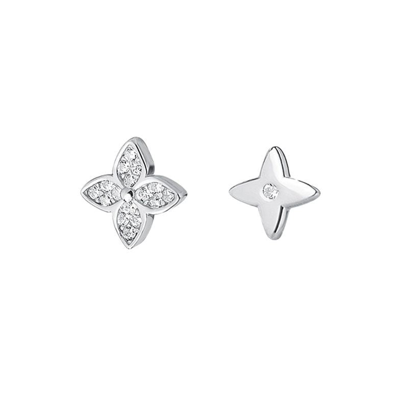 JUSSAN Clover Floral Pave Sterling Silver Earrings