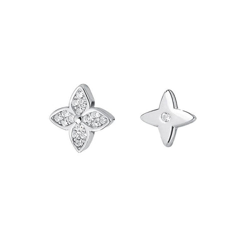 JUSSAN Clover Floral Pave Sterling Silver Earrings