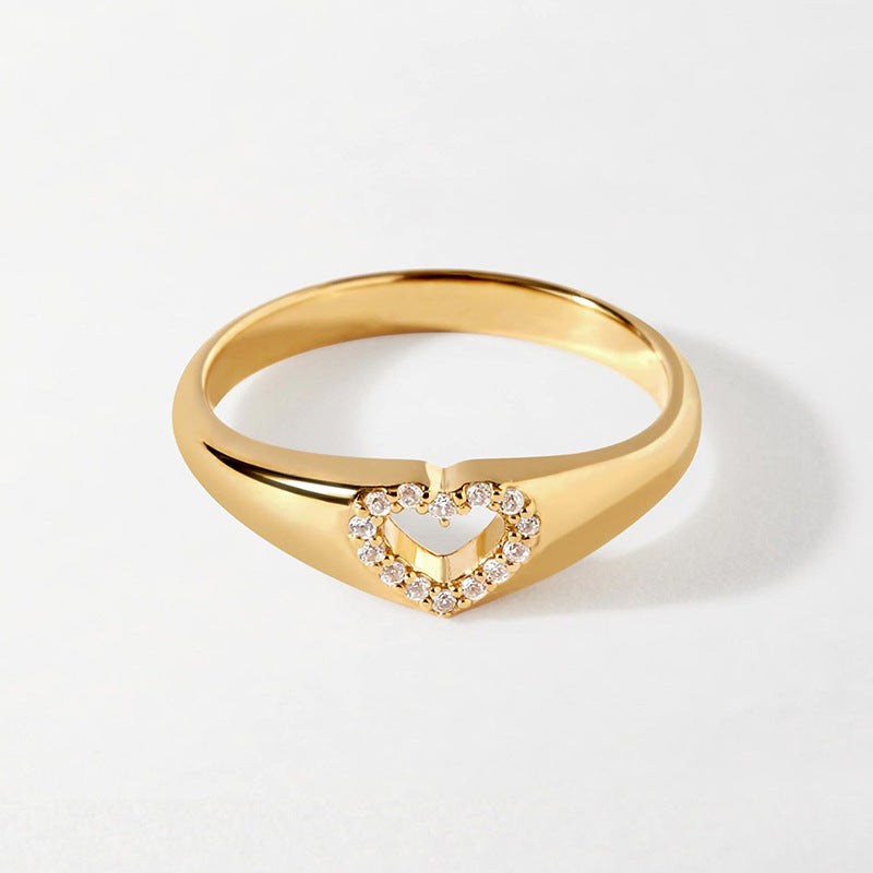 JUSSAN Heart Pave Minimal Sterling Silver Ring