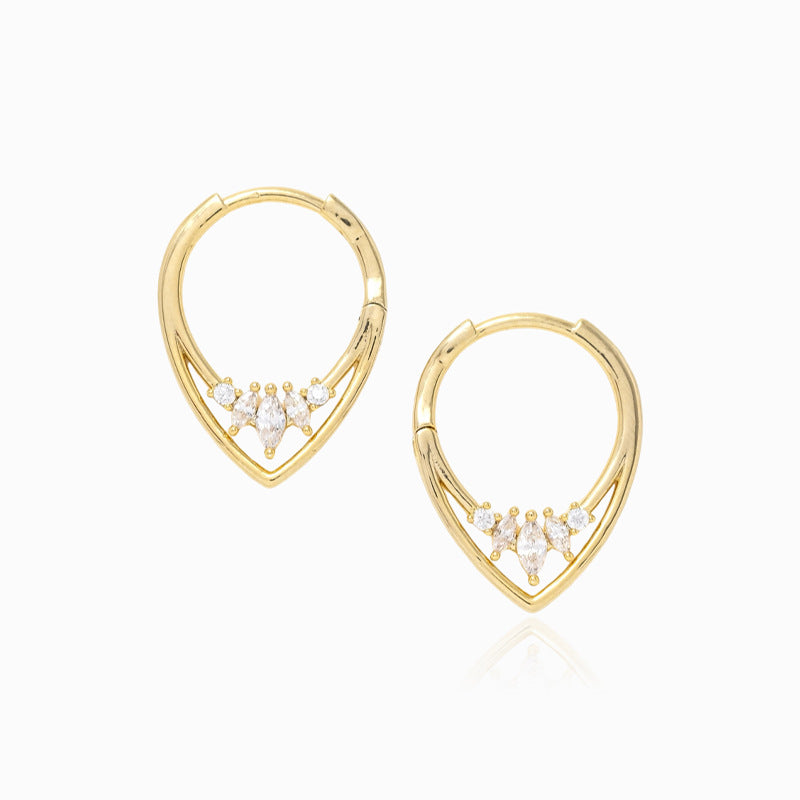 JUSSAN Teardrop Pave Minimal Sterling Silver Earrings