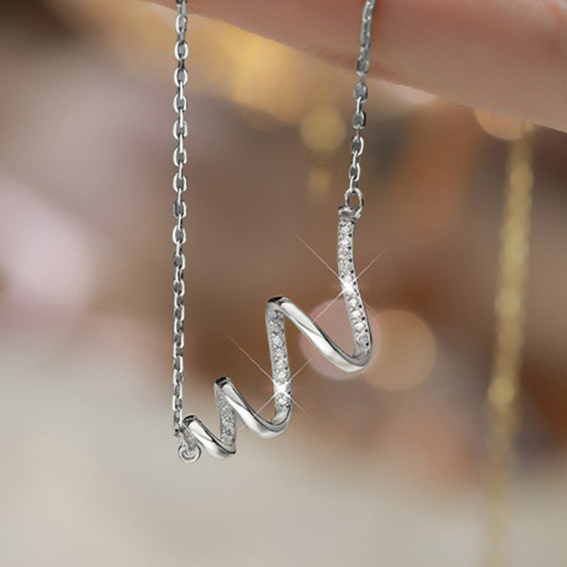 JUSSAN Geometric Pave Minimal Sterling Silver Necklace