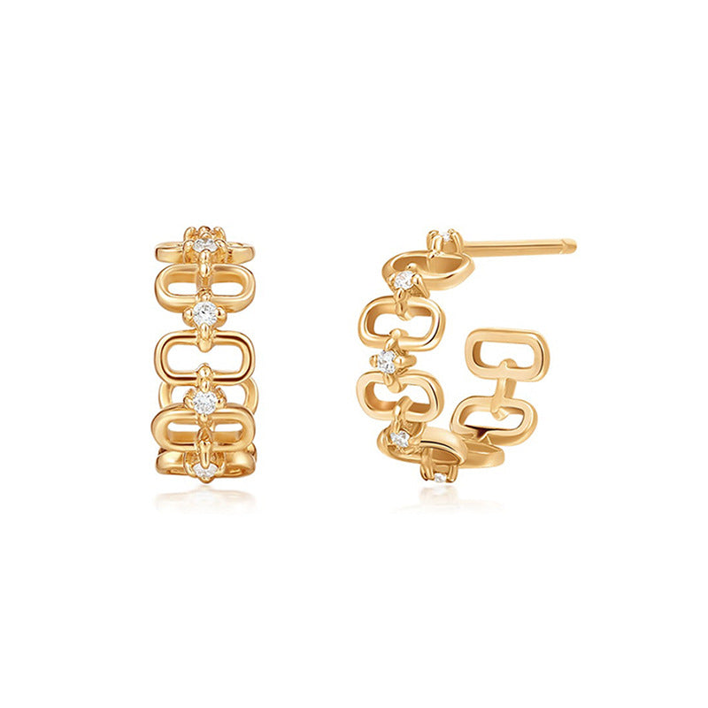 JUSSAN Pave Minimal Luxe Sterling Silver Earrings