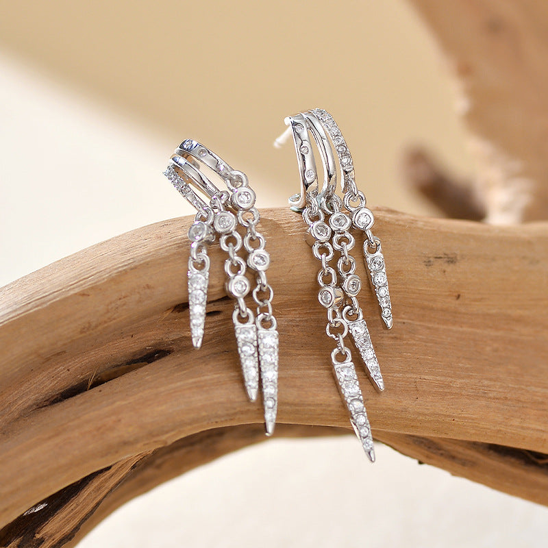 JUSSAN Studded Pave Silver Earrings