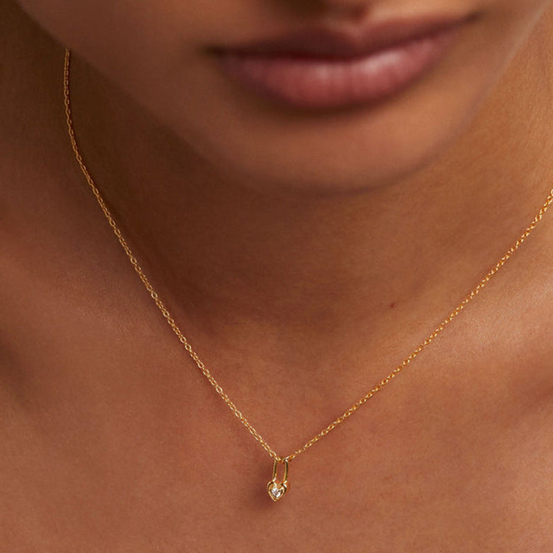 JUSSAN Heart Pave Luxe Sterling Silver Necklace