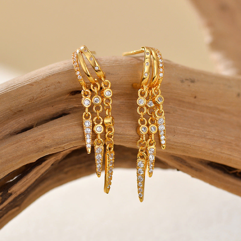 JUSSAN Studded Pave Silver Earrings