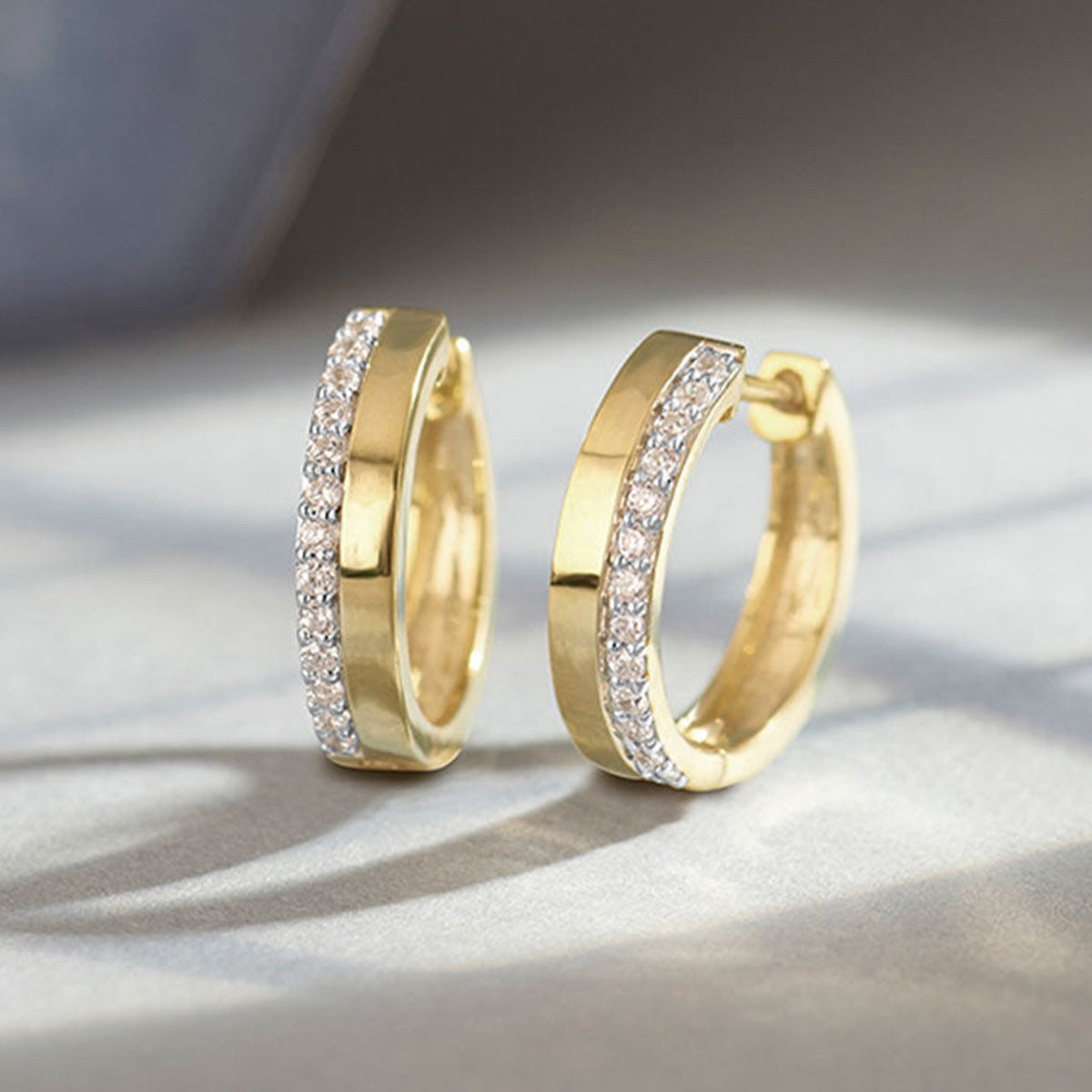 JUSSAN Pave Minimal Luxe Sterling Silver Earrings