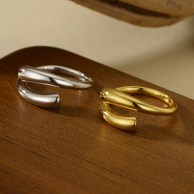 JUSSAN Geometric Hoop Luxe Sterling Silver Ring