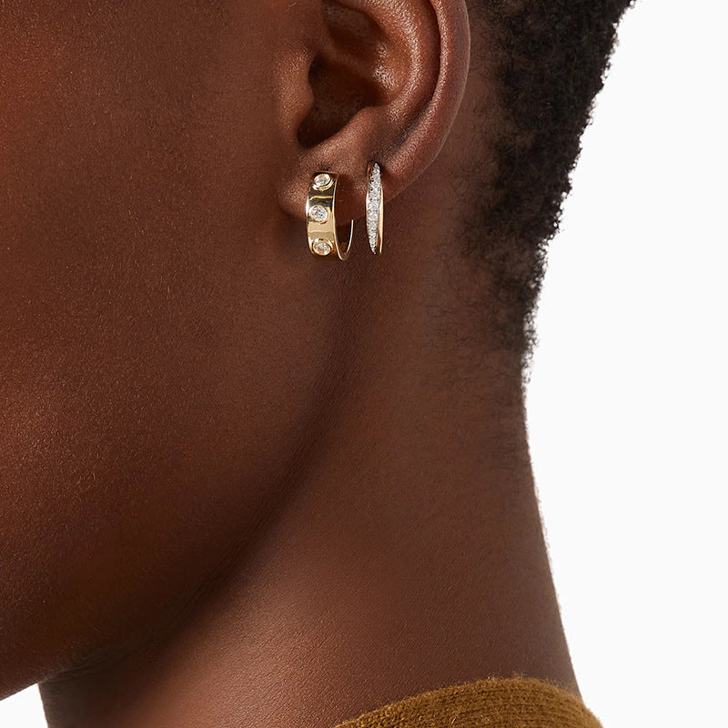 JUSSAN Pave Sterling Silver Earrings