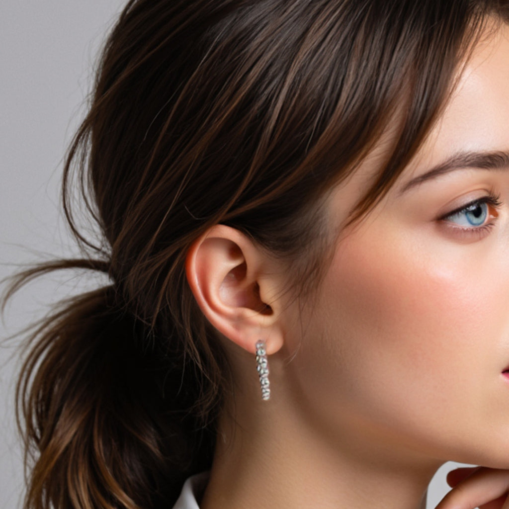 JUSSAN Pave Sterling Silver Earrings