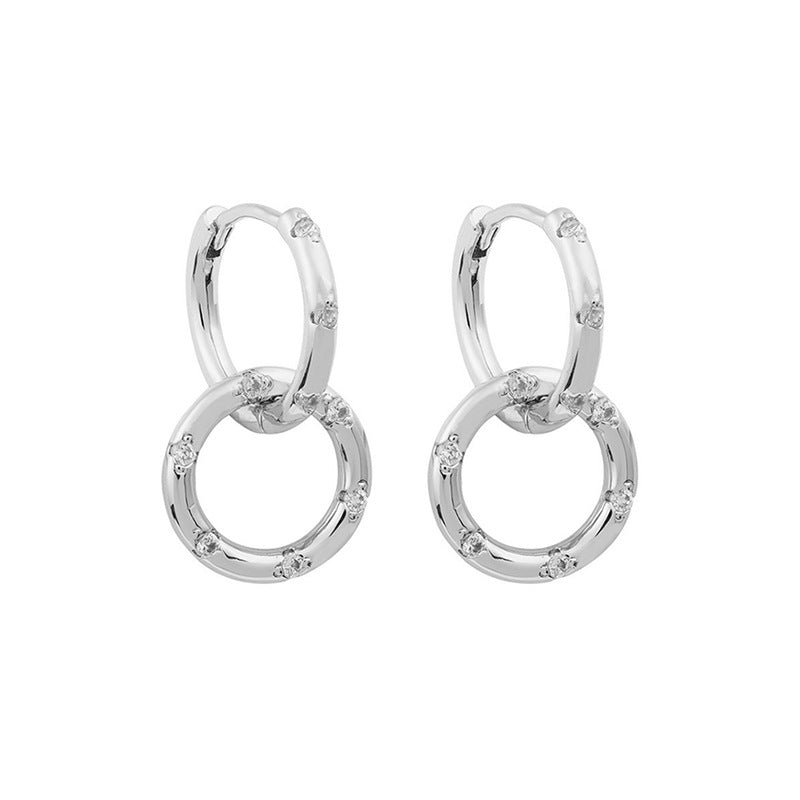 JUSSAN Pave Minimal Luxe Sterling Silver Earrings